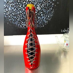 JEAN PAUL GAULTIER ORIGINAL BURGUNDY PATENT LIKE LEATHER CORSET CHAMPAGNE SLEEVE